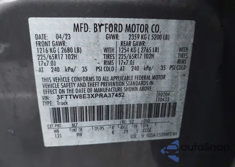 2023 Ford Maverick Xl z USA, uszkodzony, nr VIN 3FTTW8E3XPRA37452